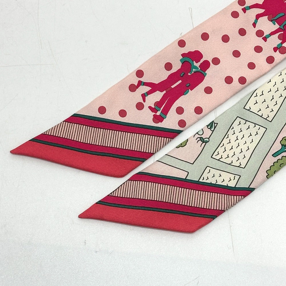 HERMES scarf silk pink Twilly Women Used Authentic