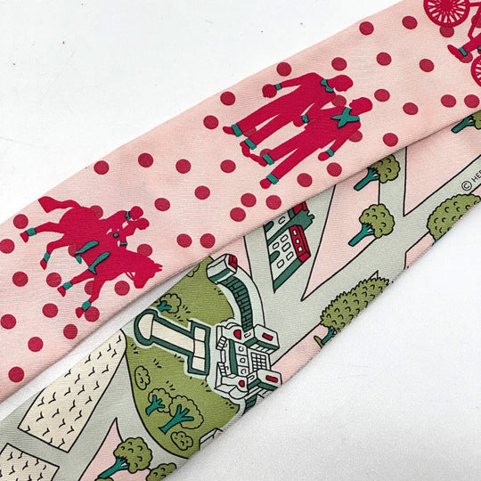 HERMES scarf silk pink Twilly Women Used Authentic