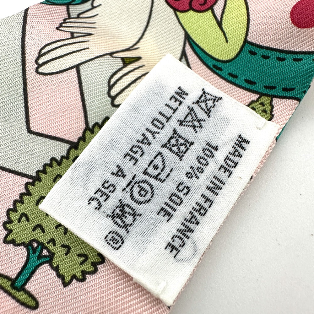 HERMES scarf silk pink Twilly Women Used Authentic