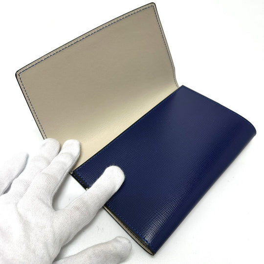 Valextra Notebook cover leather blue Women Used Authentic