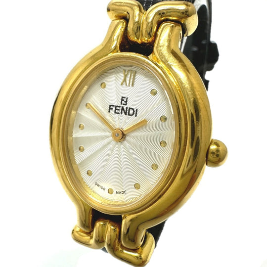 FENDI Watches Quartz 640L Gold Plated gold Change belt 5 colors white dial Women Used Authentic