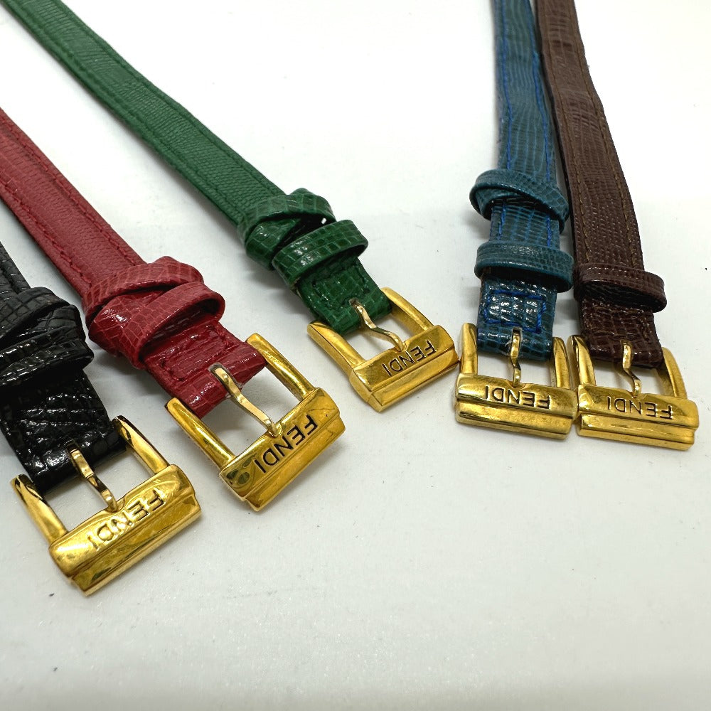 FENDI Watches Quartz 640L Gold Plated gold Change belt 5 colors white dial Women Used Authentic