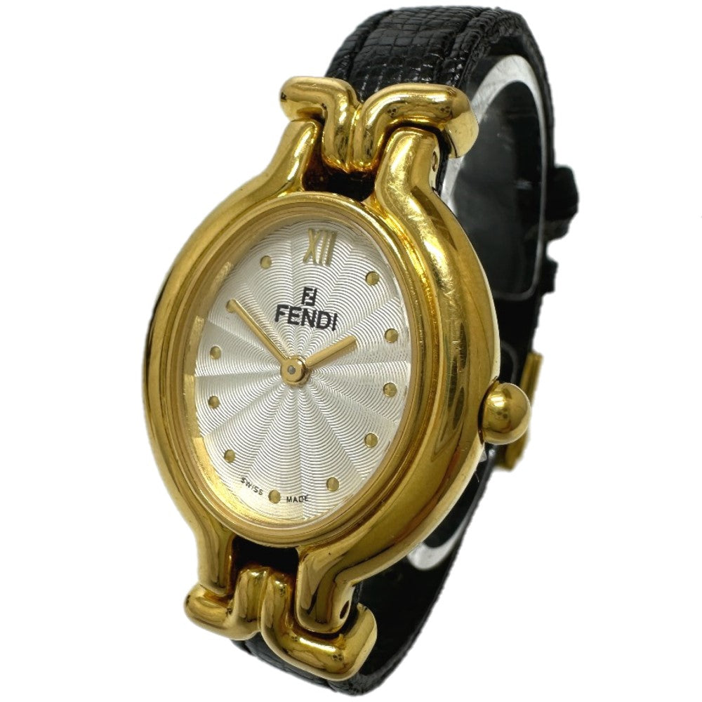 FENDI Watches Quartz 640L Gold Plated gold Change belt 5 colors white dial Women Used Authentic