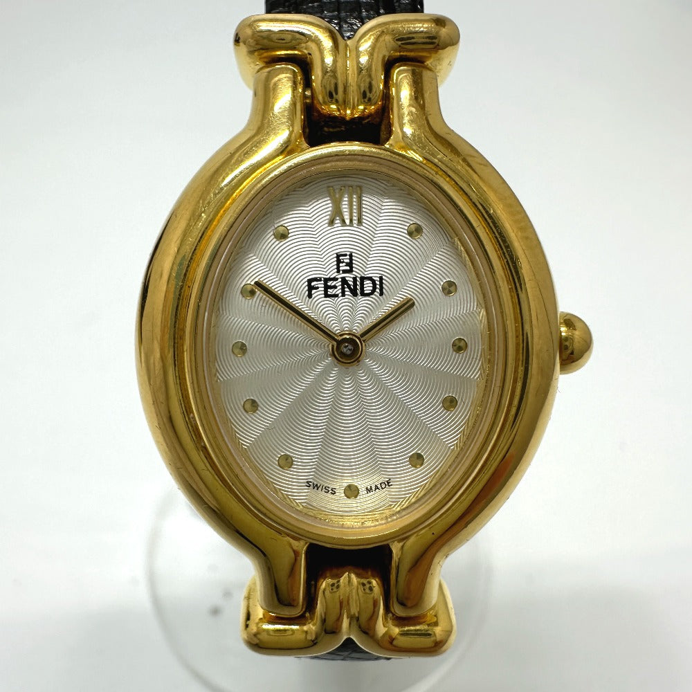 FENDI Watches Quartz 640L Gold Plated gold Change belt 5 colors white dial Women Used Authentic