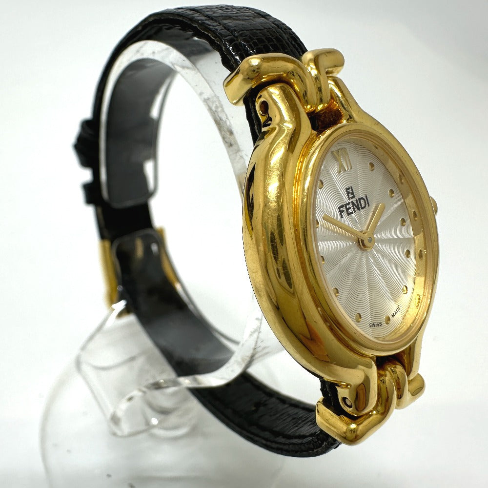 FENDI Watches Quartz 640L Gold Plated gold Change belt 5 colors white dial Women Used Authentic