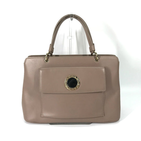 BVLGARI Shoulder Bag leather Pink beige type Bvlgari Bvlgari logo Tote Bag Women Used Authentic