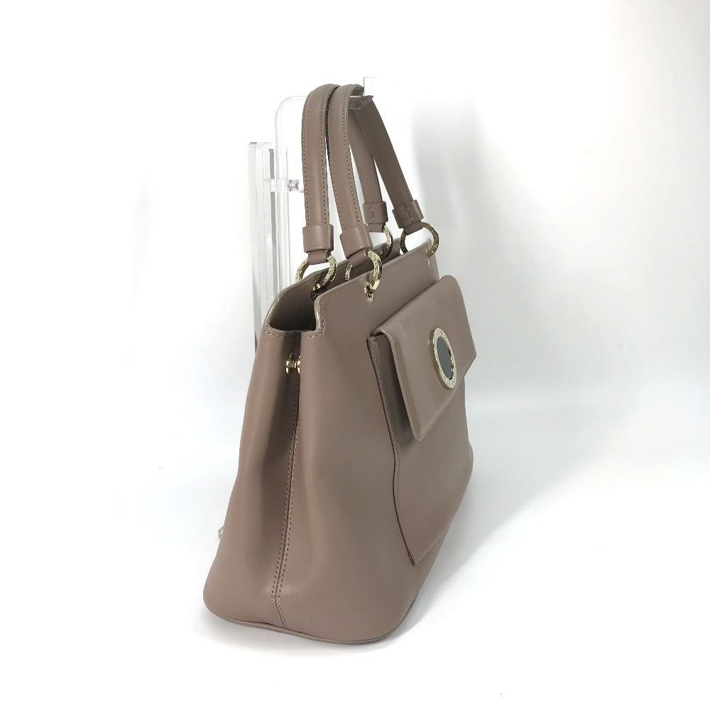 BVLGARI Shoulder Bag leather Pink beige type Bvlgari Bvlgari logo Tote Bag Women Used Authentic