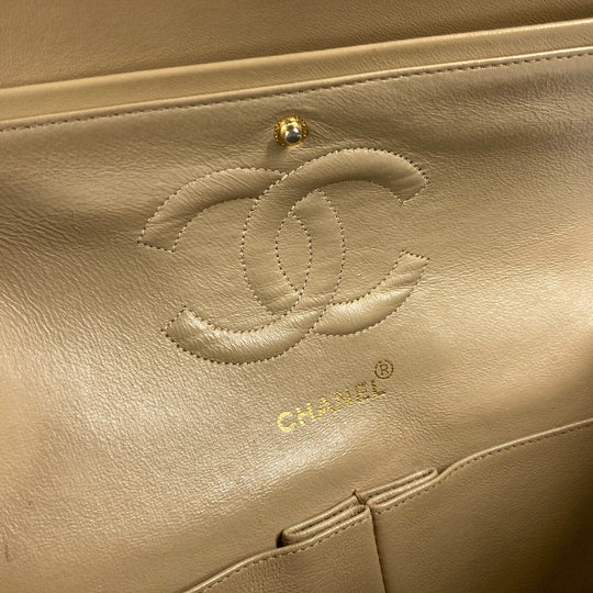 CHANEL Shoulder Bag A01112 lambskin beige CC COCO Mark Matelasse 25 Quilting Women Used Authentic