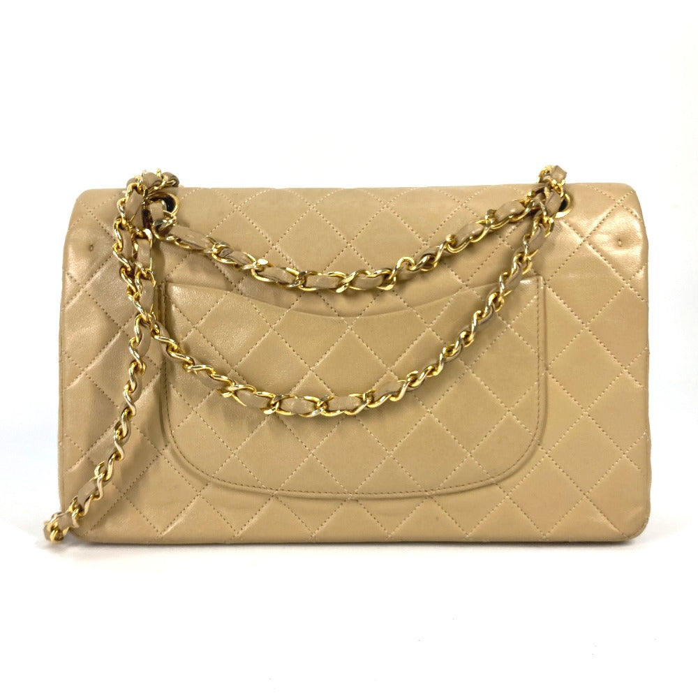 CHANEL Shoulder Bag A01112 lambskin beige CC COCO Mark Matelasse 25 Quilting Women Used Authentic