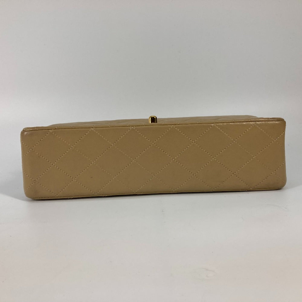 CHANEL Shoulder Bag A01112 lambskin beige CC COCO Mark Matelasse 25 Quilting Women Used Authentic