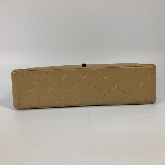 CHANEL Shoulder Bag A01112 lambskin beige CC COCO Mark Matelasse 25 Quilting Women Used Authentic