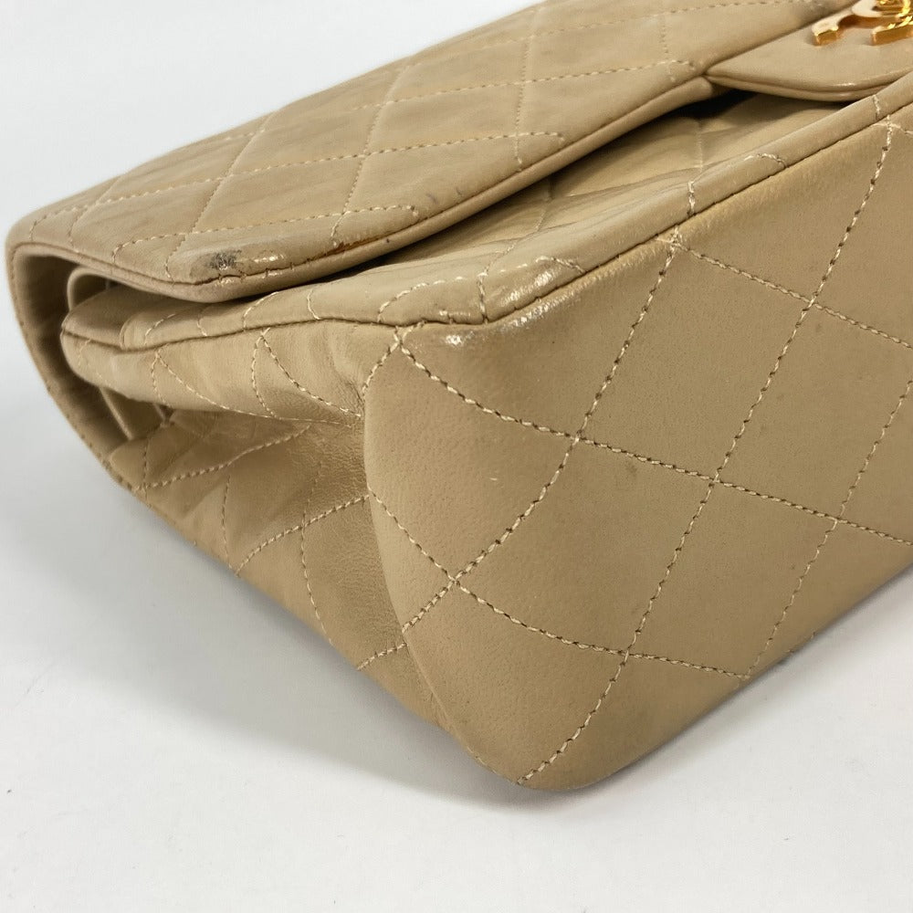CHANEL Shoulder Bag A01112 lambskin beige CC COCO Mark Matelasse 25 Quilting Women Used Authentic