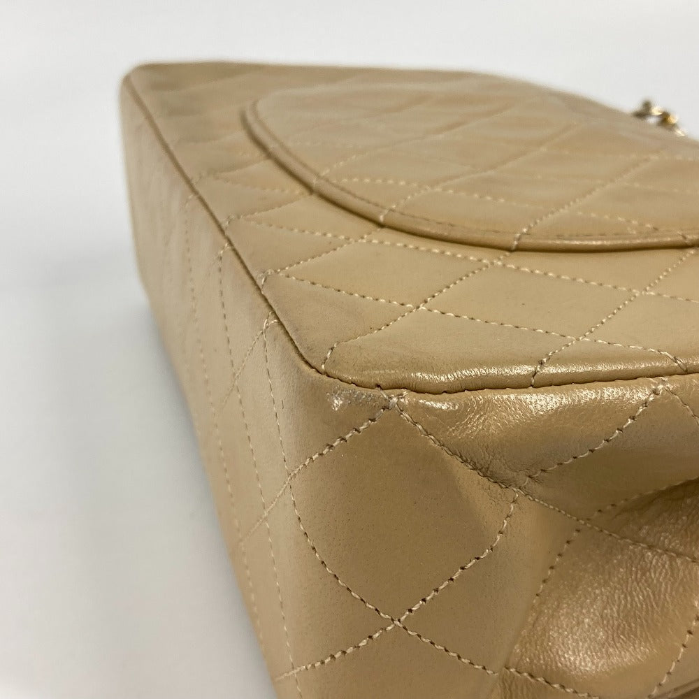 CHANEL Shoulder Bag A01112 lambskin beige CC COCO Mark Matelasse 25 Quilting Women Used Authentic