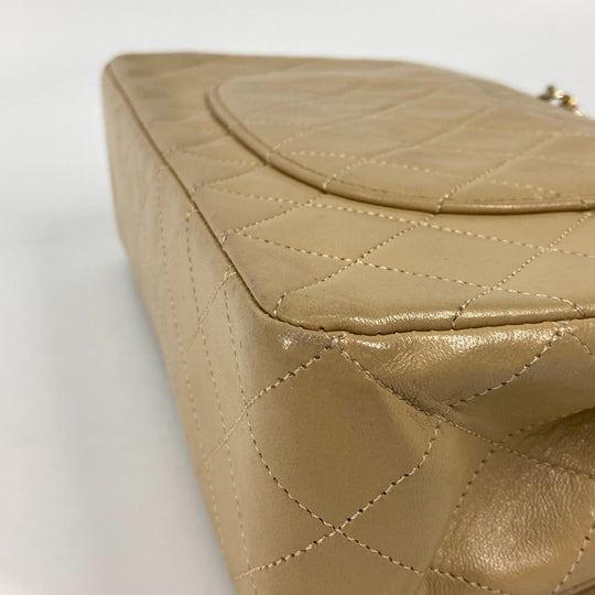 CHANEL Shoulder Bag A01112 lambskin beige CC COCO Mark Matelasse 25 Quilting Women Used Authentic