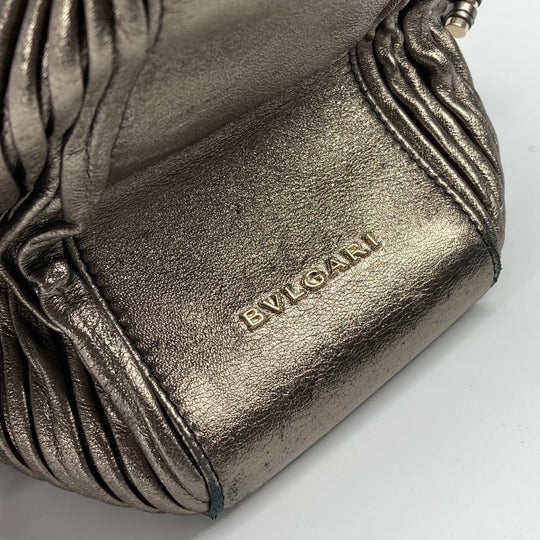 BVLGARI Handbag leather Bronze type Bulgari Bulgari Women Used Authentic