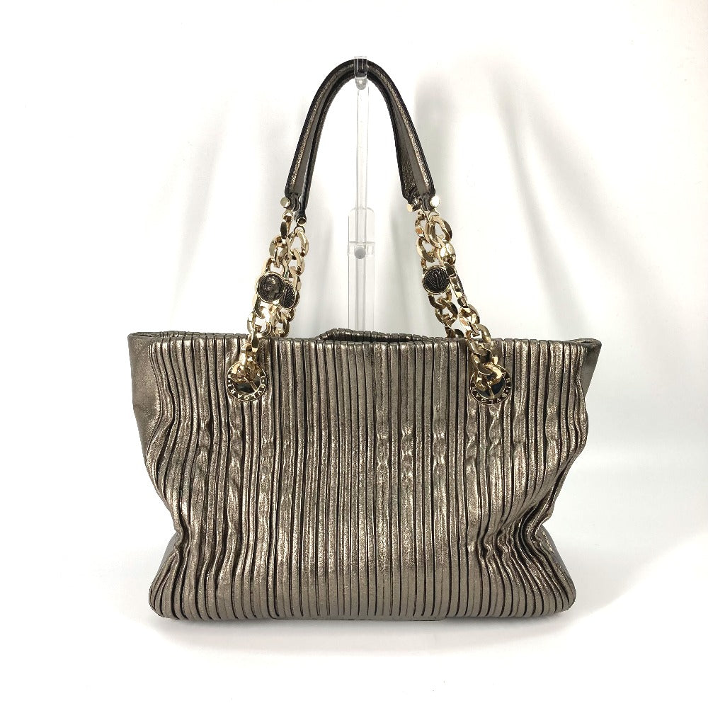BVLGARI Handbag leather Bronze type Bulgari Bulgari Women Used Authentic