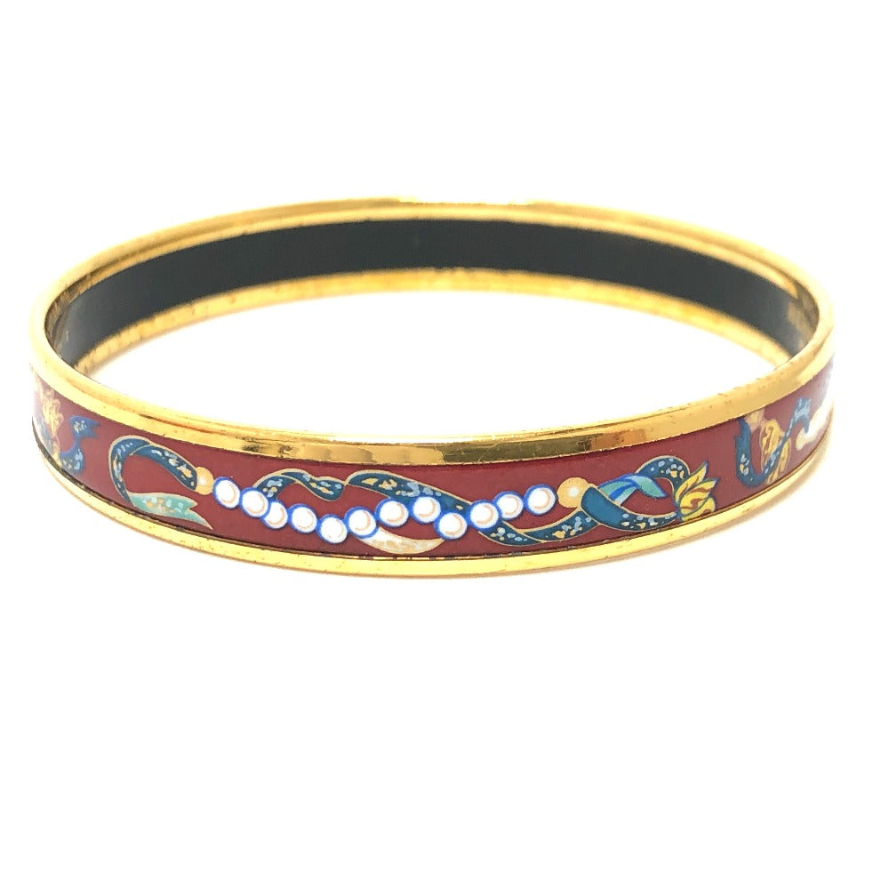 HERMES Bangle Gold Plated, Cloisonne Red type Emaille PM Women Used Authentic
