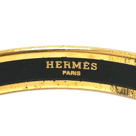 HERMES Bangle Gold Plated, Cloisonne Red type Emaille PM Women Used Authentic