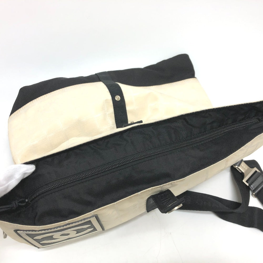 CHANEL Shoulder Bag canvas white CC COCO Mark New travel line Women Used Authentic