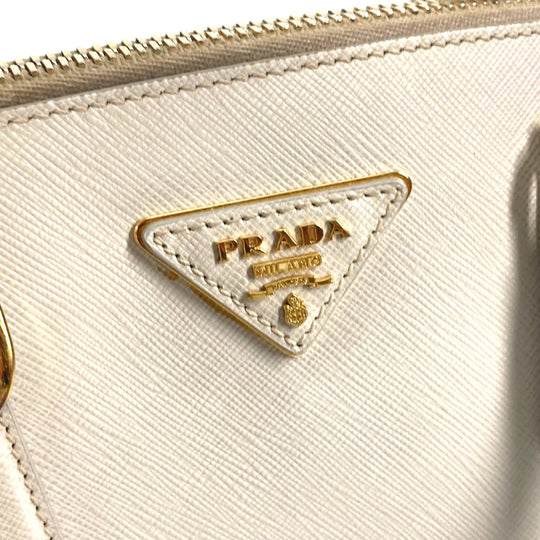 PRADA Handbag BL0837 Safiano leather white Triangle logo plate SAFFIANO LUX Women Used Authentic