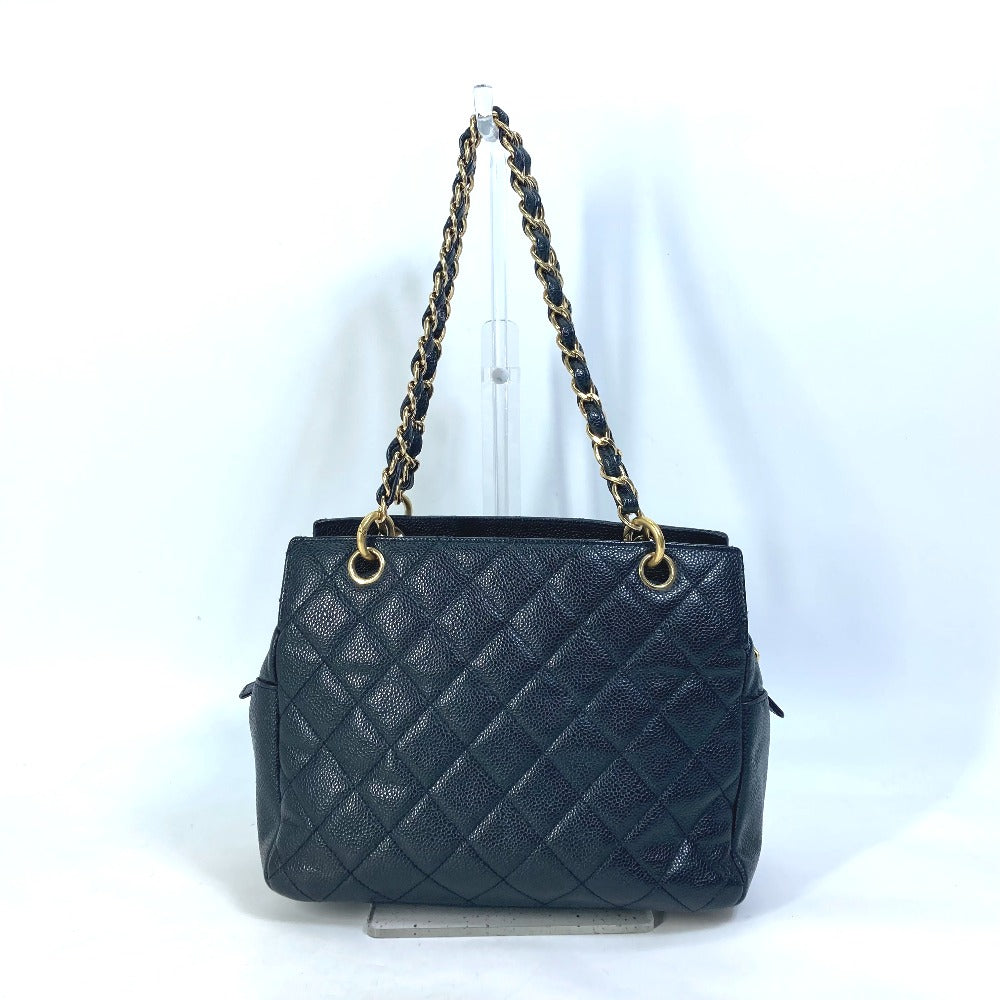 CHANEL Shoulder Bag Caviar skin black CC COCO Mark Matrasse quilting Women Used Authentic