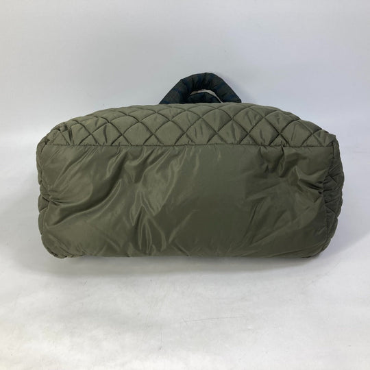 CHANEL Tote Bag A48611 Nylon khaki quilted shawl Cococoon Women Used Authentic