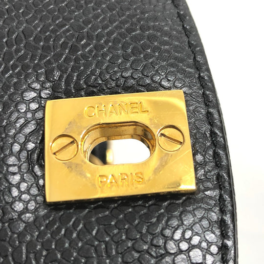 CHANEL Shoulder Bag Caviar skin black vintage COCO Mark CC Women Used Authentic