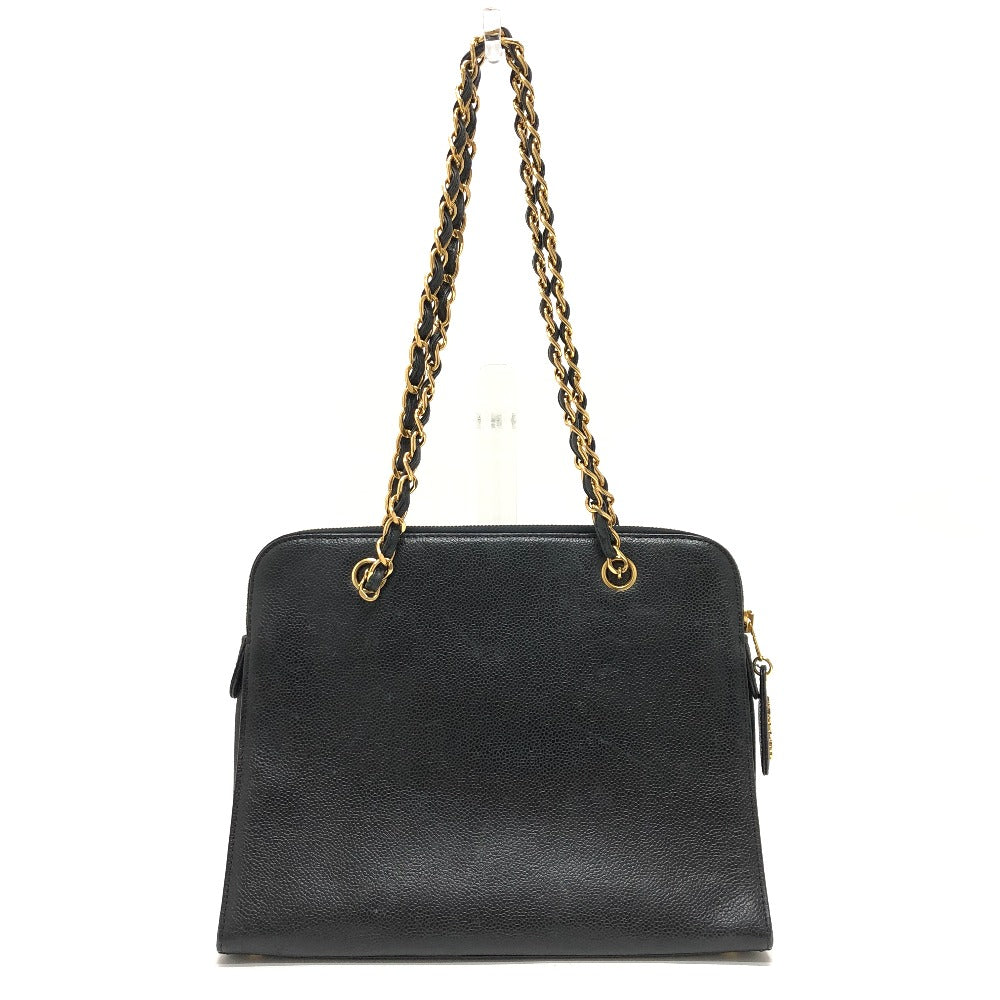 CHANEL Shoulder Bag Caviar skin black vintage COCO Mark CC Women Used Authentic