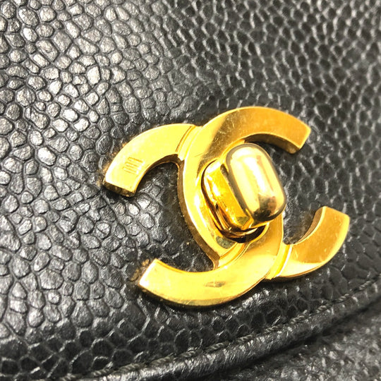 CHANEL Shoulder Bag Caviar skin black vintage COCO Mark CC Women Used Authentic