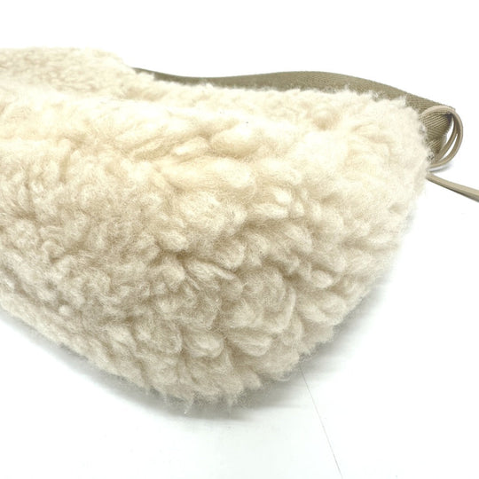 PRADA Handbag 1NE515 Sheep fur beige Triangle logo Women Secondhand Authentic