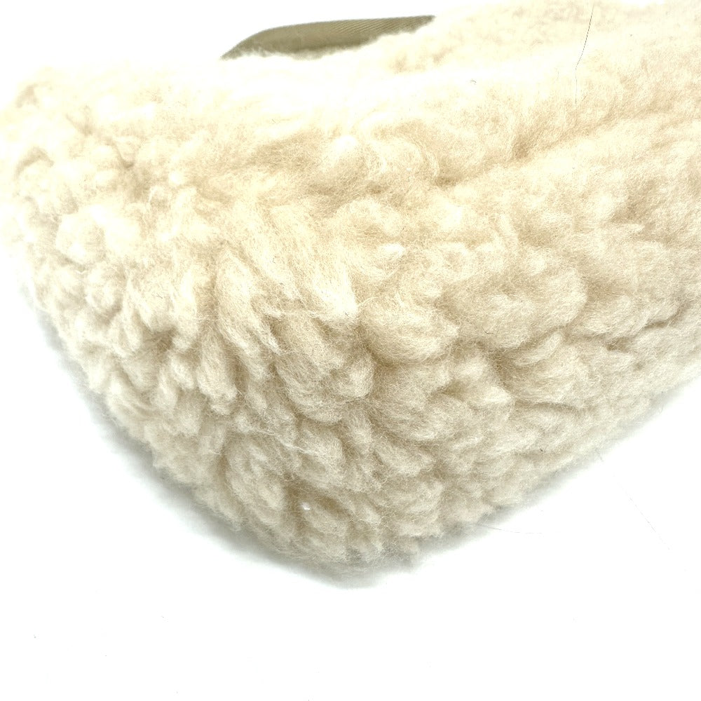 PRADA Handbag 1NE515 Sheep fur beige Triangle logo Women Secondhand Authentic