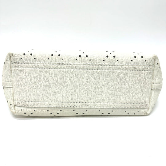 CHANEL Tote Bag Soft caviar skin white COCO Mark CC Charm Matelasse punching