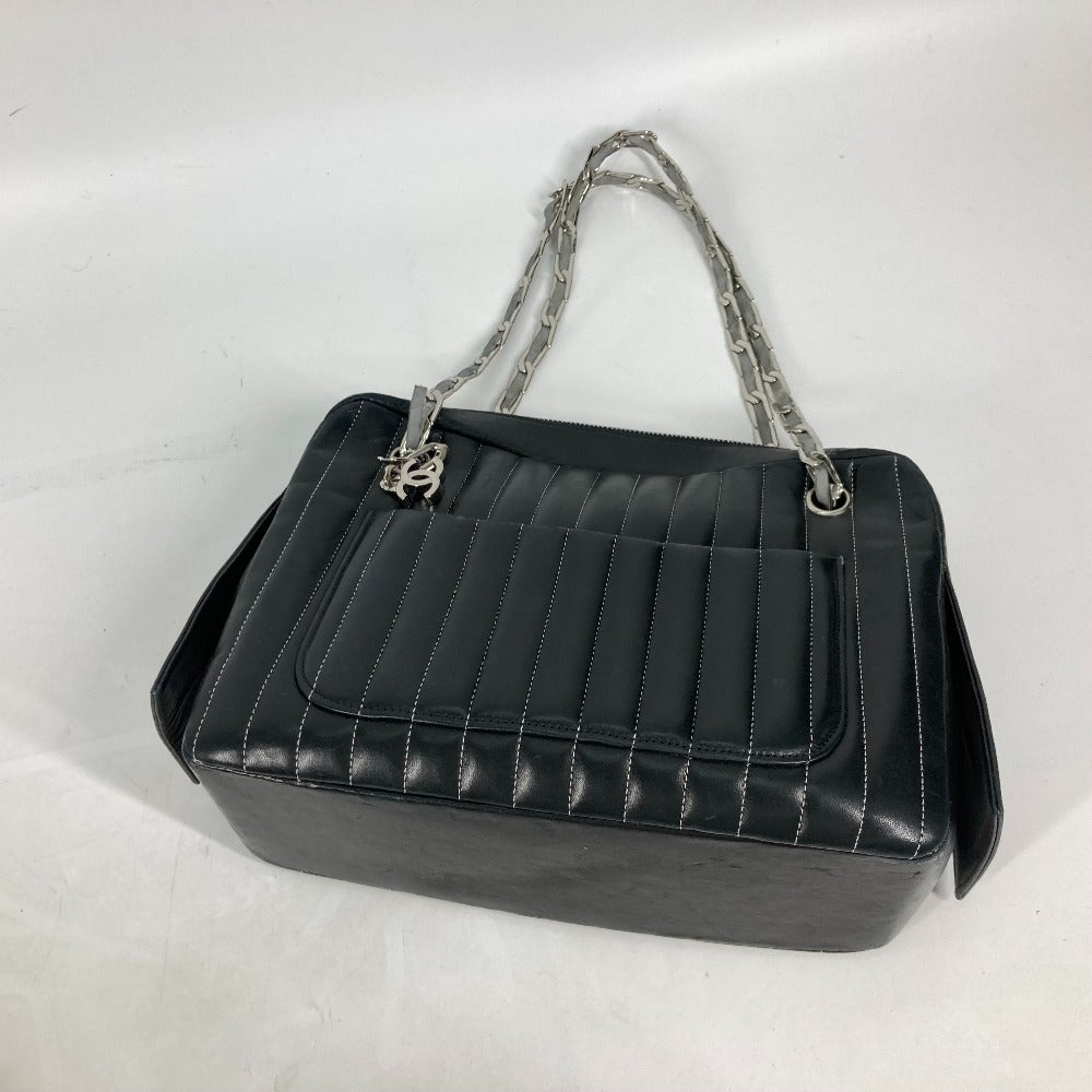 CHANEL Shoulder Bag leather black shoulder bag Mademoiselle