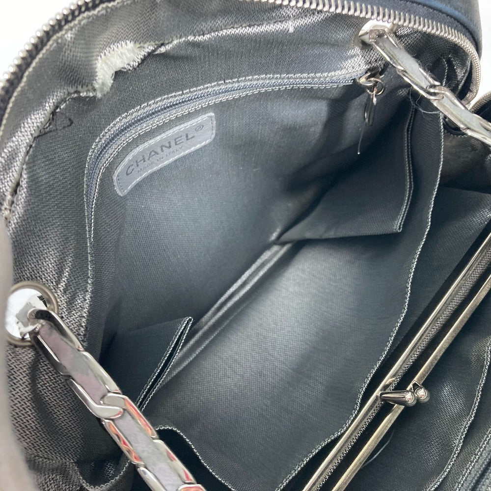 CHANEL Shoulder Bag leather black shoulder bag Mademoiselle