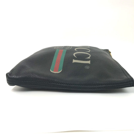 GUCCI Clutch bag 500981 leather black Bag logo mens Used Authentic