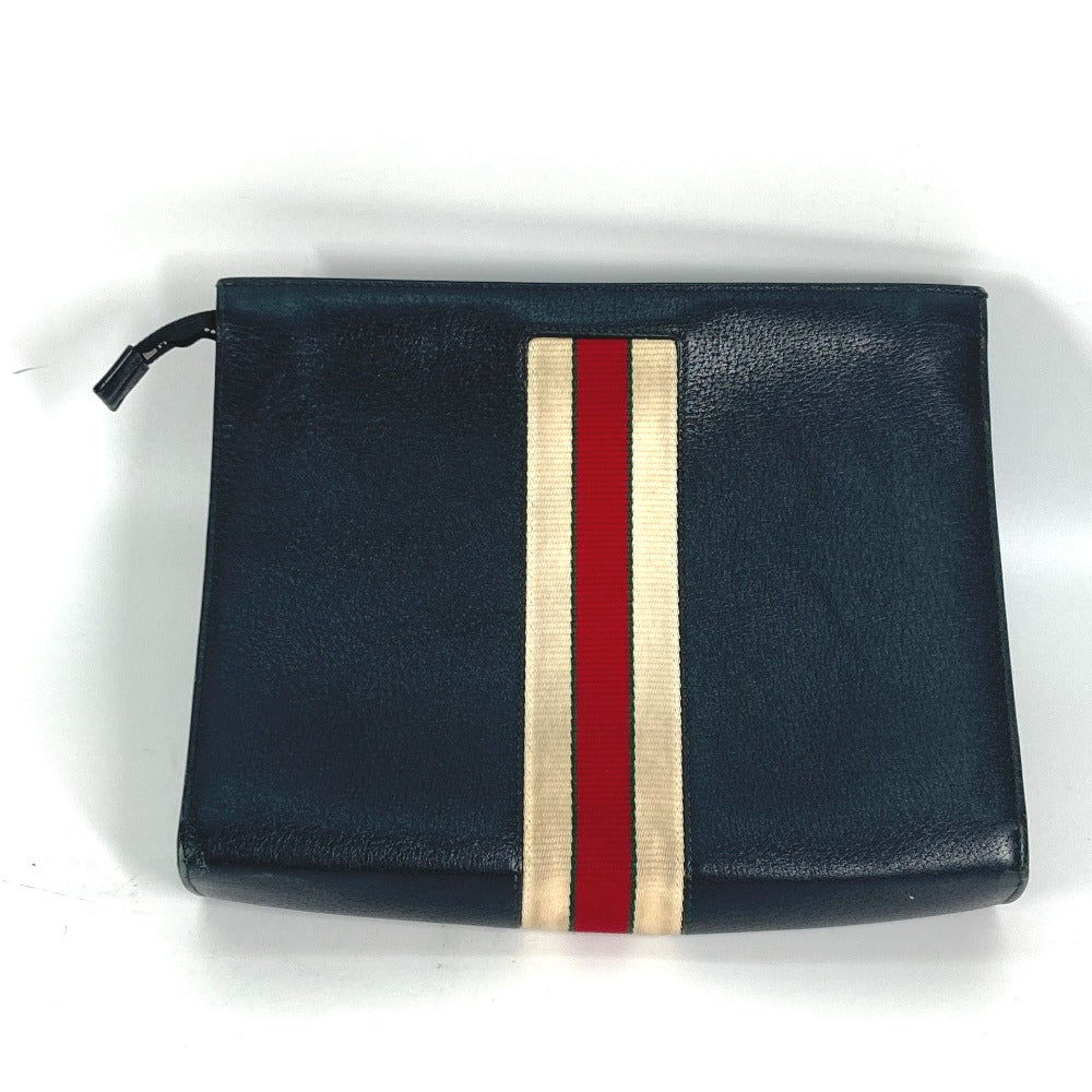 GUCCI Clutch bag 475316 leather black pouch bag web stripe logo mens Used Authentic