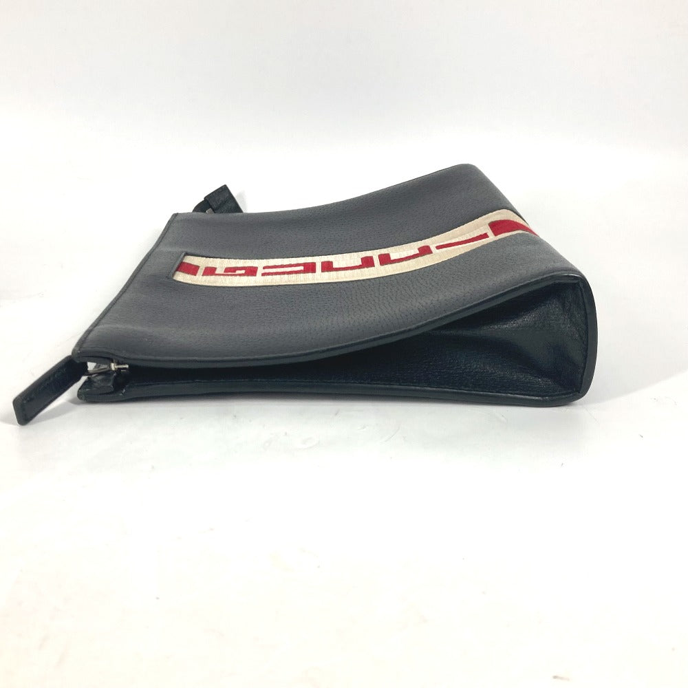 GUCCI Clutch bag 475316 leather black pouch bag web stripe logo mens Used Authentic