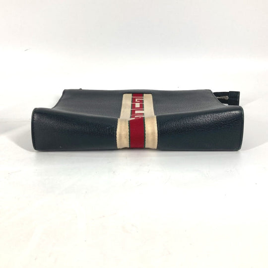 GUCCI Clutch bag 475316 leather black pouch bag web stripe logo mens Used Authentic