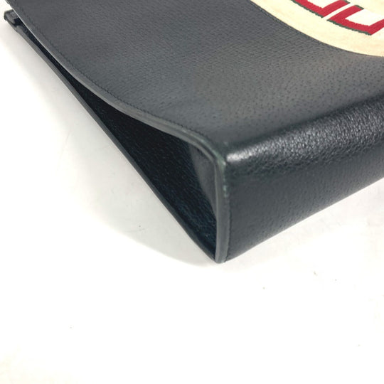 GUCCI Clutch bag 475316 leather black pouch bag web stripe logo mens Used Authentic