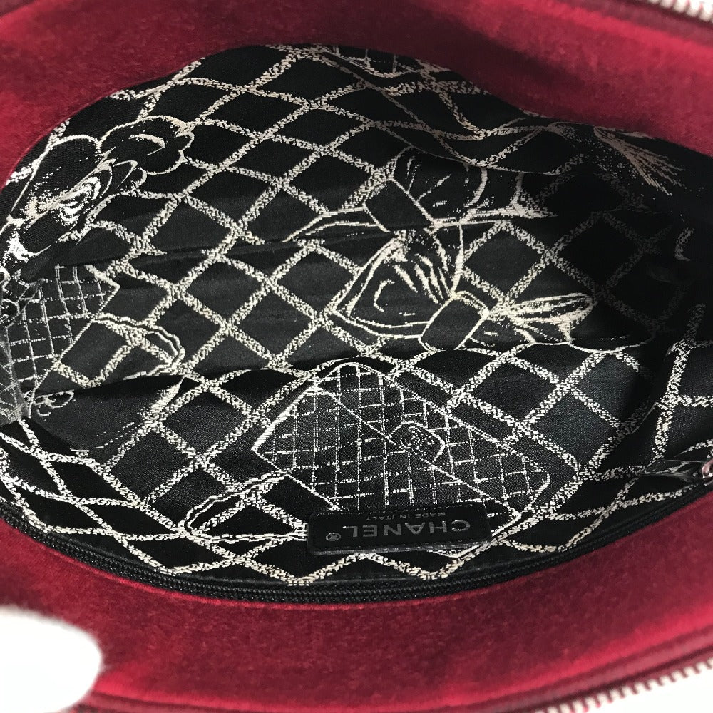 CHANEL Shoulder Bag cotton Red Pochette CC COCO Mark Matelasse Quilting