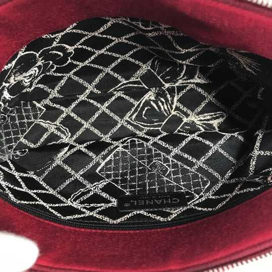 CHANEL Shoulder Bag cotton Red Pochette CC COCO Mark Matelasse Quilting