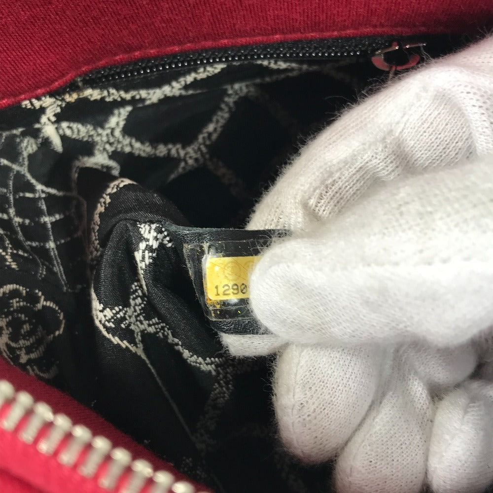 CHANEL Shoulder Bag cotton Red Pochette CC COCO Mark Matelasse Quilting