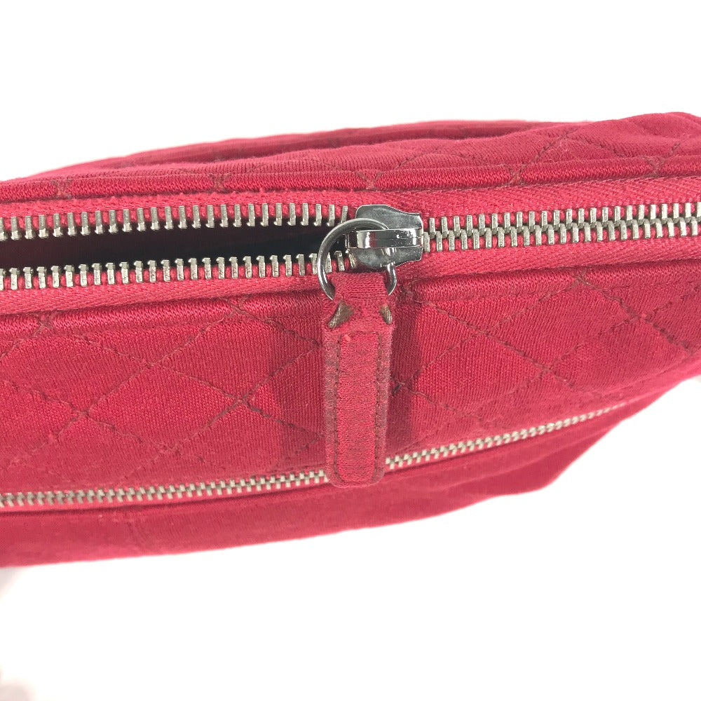 CHANEL Shoulder Bag cotton Red Pochette CC COCO Mark Matelasse Quilting