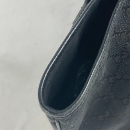 GUCCI Shoulder Bag 169946 GG canvas / leather black GG New Brit Tote Bag Women Used Authentic