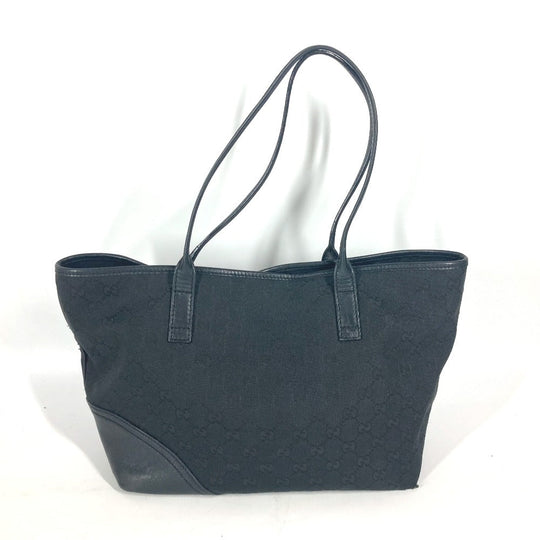 GUCCI Shoulder Bag 169946 GG canvas / leather black GG New Brit Tote Bag Women Used Authentic