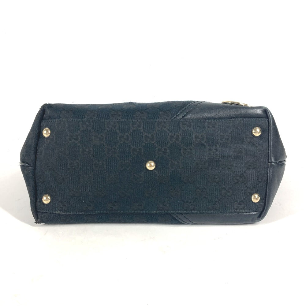 GUCCI Shoulder Bag 169946 GG canvas / leather black GG New Brit Tote Bag Women Used Authentic