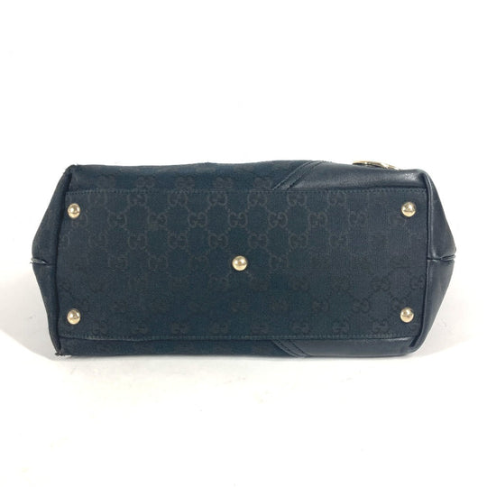 GUCCI Shoulder Bag 169946 GG canvas / leather black GG New Brit Tote Bag Women Used Authentic