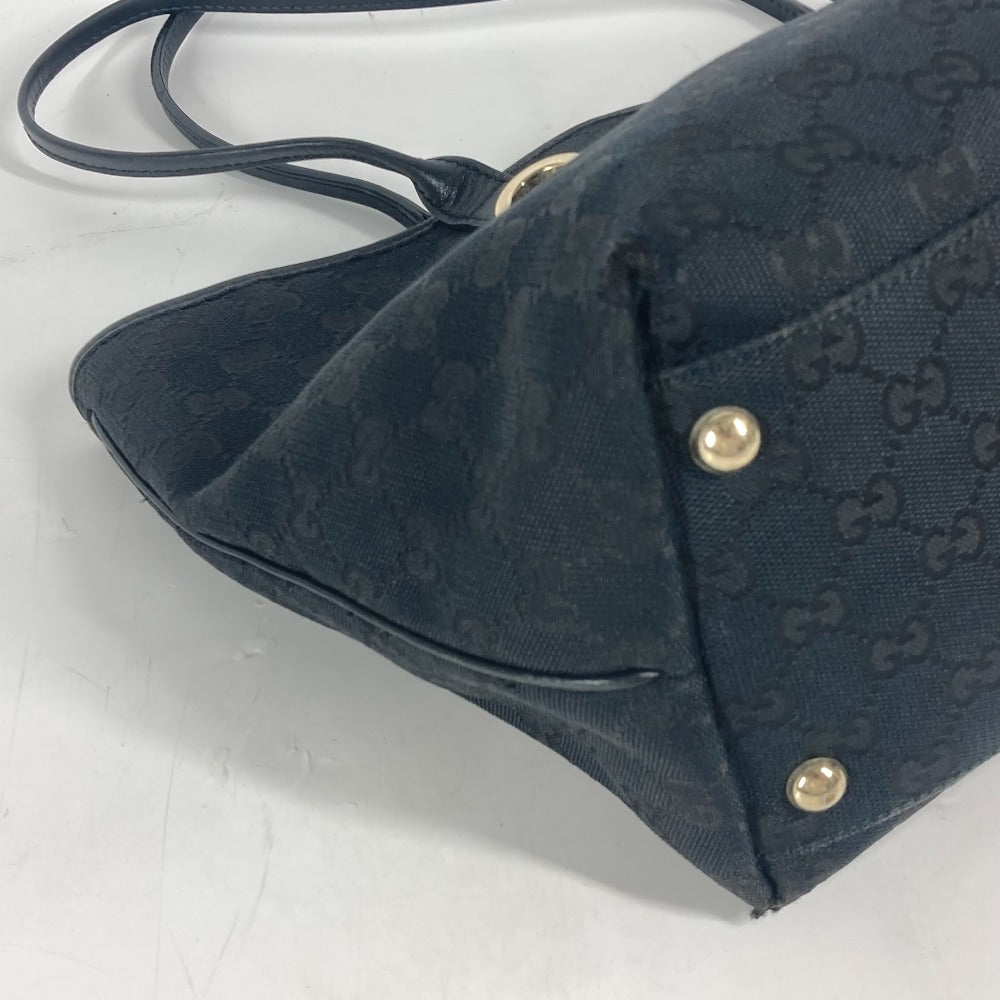 GUCCI Shoulder Bag 169946 GG canvas / leather black GG New Brit Tote Bag Women Used Authentic