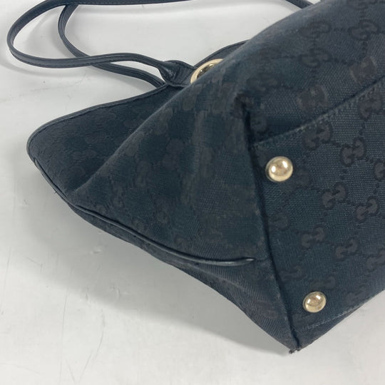 GUCCI Shoulder Bag 169946 GG canvas / leather black GG New Brit Tote Bag Women Used Authentic