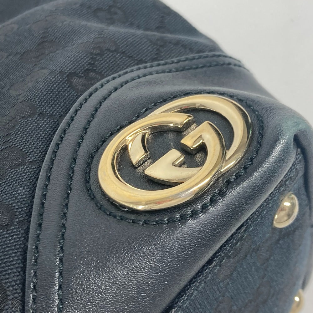 GUCCI Shoulder Bag 169946 GG canvas / leather black GG New Brit Tote Bag Women Used Authentic